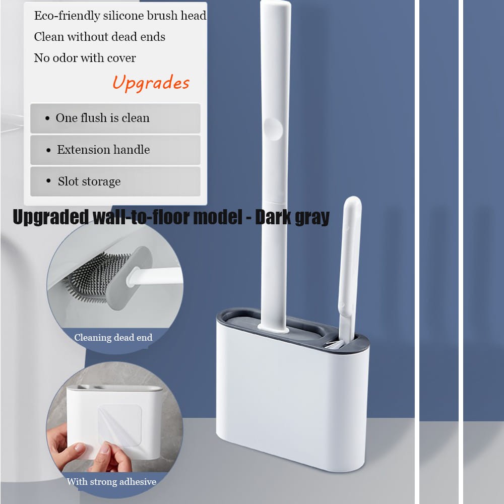 2 in 1 Wall Mounted Silicone Toilet Cleaning Brush