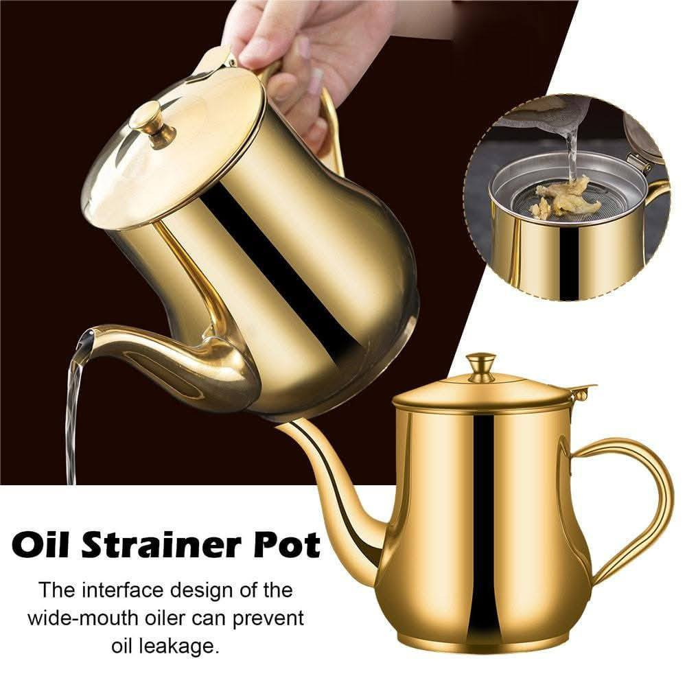 Oil Strainer Pot  (Golden)